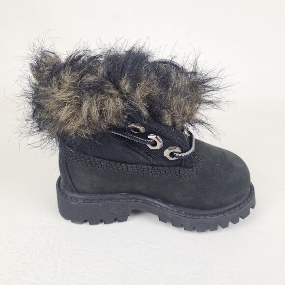 Timberland Roll Top Snorkel Toddler's Boots Black Nubuck - Picture 3 of 9